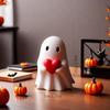 Halloween Ghost Figurine - Spooky Resin Ghost Statue, Cute Finger Ghost Ornaments, Perfect for Indoor & Porch Halloween Decor