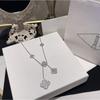 Light Luxury Large Full Diamond Four-leaf Flower Necklace Pendant Long Elegant Super Fairy Jewelry