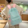 Schoolbag Solid Color Korean Version Backpack Bag 1011 New School Bag Female Junior High School Student College Backpack Female Double Vertical Pull