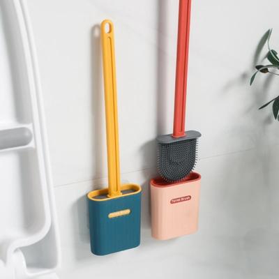 Spazzola per WC in Silicone Spazzola per Fessure con Portaspazzola Testina Piatta Setole Morbide Spazzole per la Pulizia Con Supporto ad Asciugatura Rapida Strumento per il Bagno