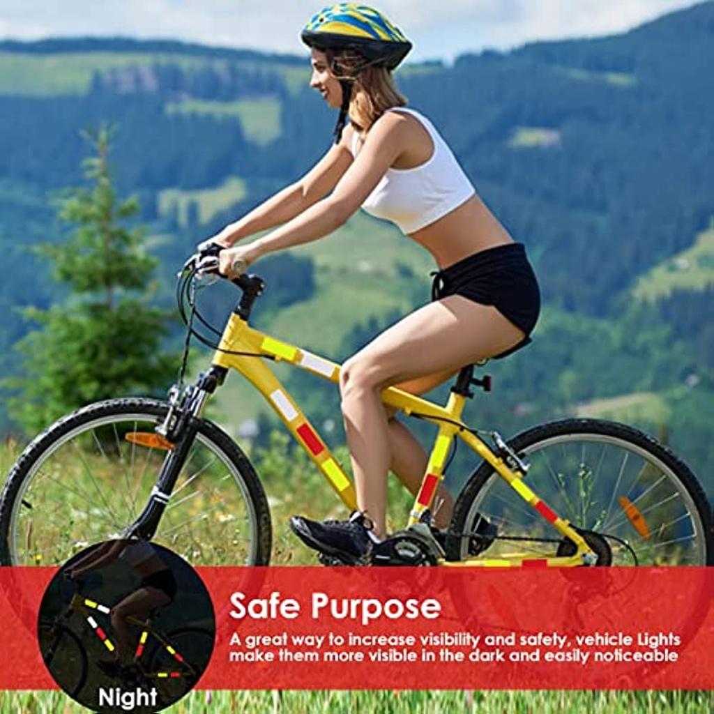 Pacote de 24 adesivos refletivos de advertência 3 x 8 cm Fita de advertência de segurança Fita reflexiva de segurança autoadesiva para bicicletas, carrinhos de bebê, mochilas escolares