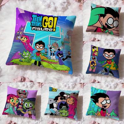 Anime Teen Titans Go Cushion Cover Premium Comfort Reversible Pillow Cove -Two In One Design For Any Room & Car Interior