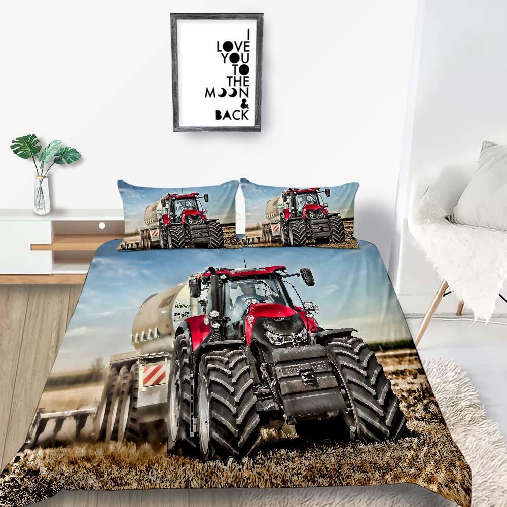 2023 New Style 3D Vehicle Printing Duvet Cover Set Farmland Home Textiles Soft Bedding Cover Suit Teen Children Luxury Bed Set