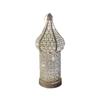 Golden Moroccan Lantern, Hollow Iron LED Light for Home Decor, Ramadan Eid Wedding, Indoor Outdoor Hanging Pendant Lamp - 1PC