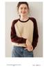 Women's Color Block Cashmere Sweater - Round Neck, Thick Knitwear for Autumn/Winter, Soft and Cozy Pullover
