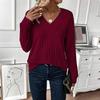 Women's Fashion Long Sleeve Ribbed Elegant Commuting And Casual Top