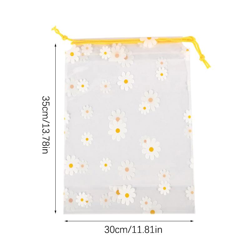 10PCS Drawstring Waterproof Clothes Shoes Storage Bags EVA Daisy Pattern Packaging Organizer Waterproof Makeup Toiletry Bags