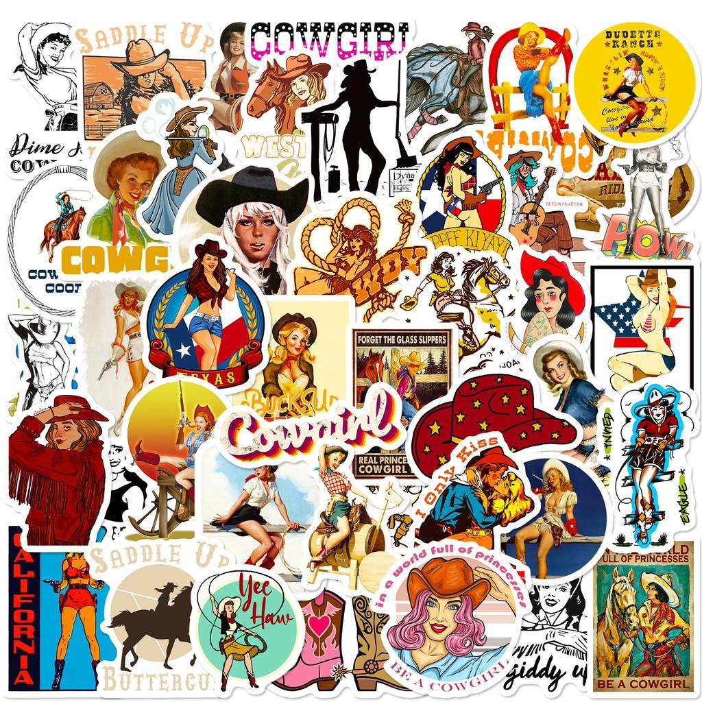 50 Fotos Western Denim Serie PP Material Wasserdichte Aufkleber Dekorieren Auto Koffer Wasserbecher