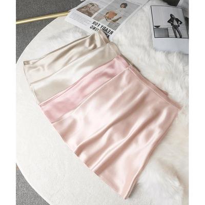 Hoge Taille Roze Satijnen Kokerrok voor Dames - Franse Chic, Zomerstijl