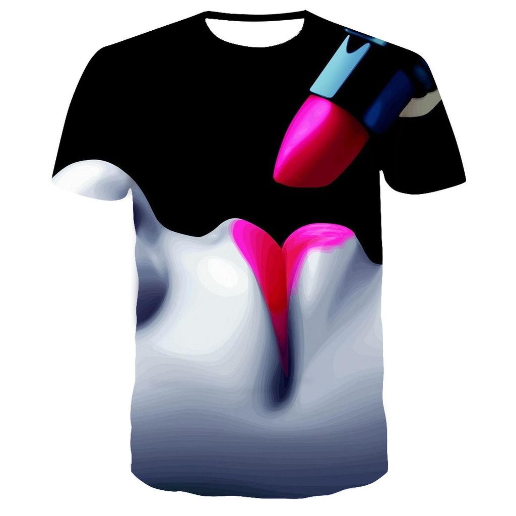 Summer New Men's Casual 3D Angel Printed Short Sleeved T-shirt