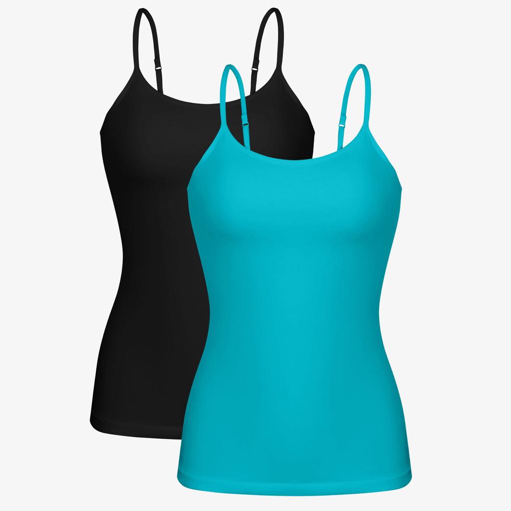 CHARMLEAKS Damen-Unterhemd aus Baumwolle, Damenunterwäsche, Nachtwäsche, Unterwäsche, Hebe-BH, solides Basic-Tanktop, 2er-Pack