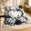 Black And White Floral Heart Frame Coral Fleece Blanket