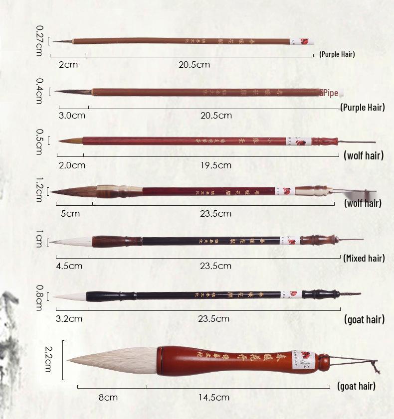Jintai Traditionelles Chinesisches Mal- und Kalligraphie-Pinselset - Borsten-, Wolfs- und Schafshaarpinsel für Schüler, Vier Schätze des Gelehrtenzimmers