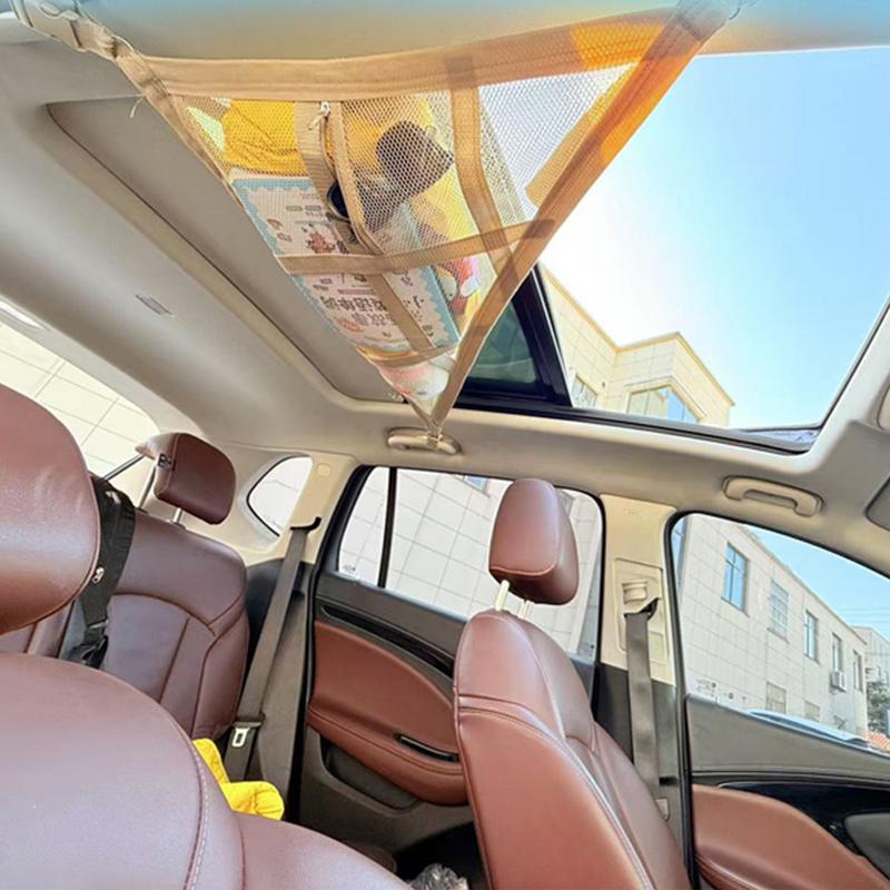 Car Strong Net Bag Load-Bearing Mesh Car Roof Storage Capacity Car Ceiling Auto Accessories Organizer Triangle Car Storage Net
