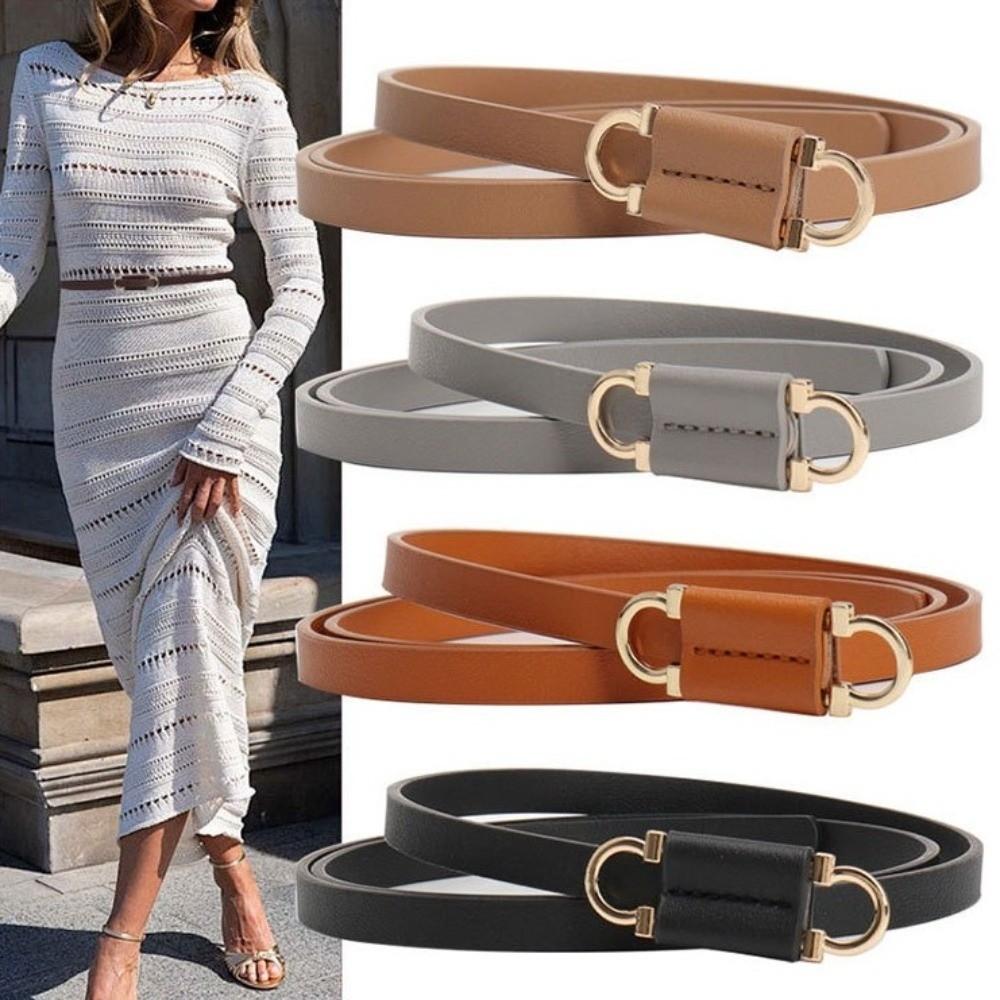 PU Leather Slim Belt Thin Dress Belt Simple Waist Belt  Women Accessories