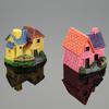 Artificial Mini Miniature Resin House Craft Ornament Small House Model Decor