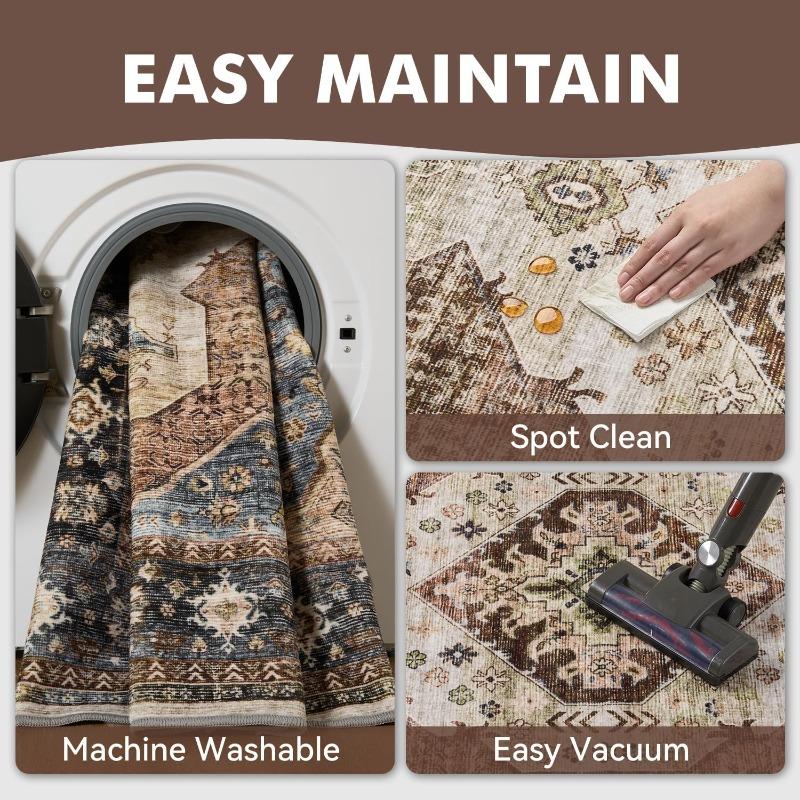 Böhmischer Stil Läufer Teppich Retro Leichter Luxus Flur Teppich Maschinenwaschbar Faltbar Rutschfest Schlafzimmer Bettvorleger Alfombra