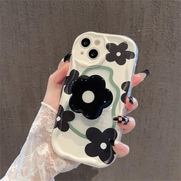 Floral Flower Bracket Case Cover for Samsung Galaxy S25 S24 FE S22 S23 Ultra Plus A56 A55 A35 A54 A15 A16 A17 5G Wavy Shell