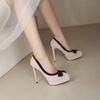 2026 New Spring Autumn Suede Shoes for Woman Fashion Pointed Toe High Heels Butterfly-Knot Sexy Elegant Platform Pumps for Women