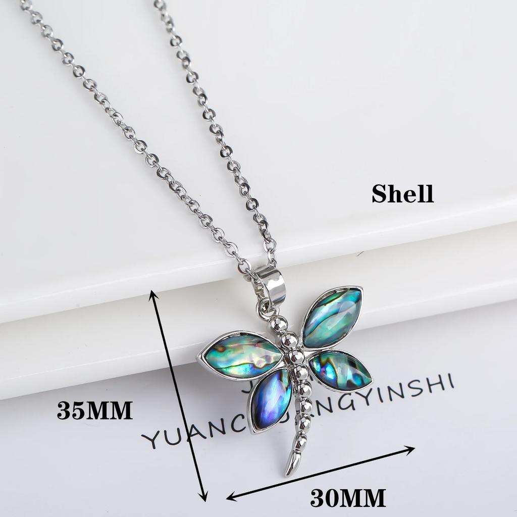 New Creative Natural Shell Design Insect Butterfly Dragonfly Pendant Necklace Personalized For Woman Party Vintage Jewelry Gift