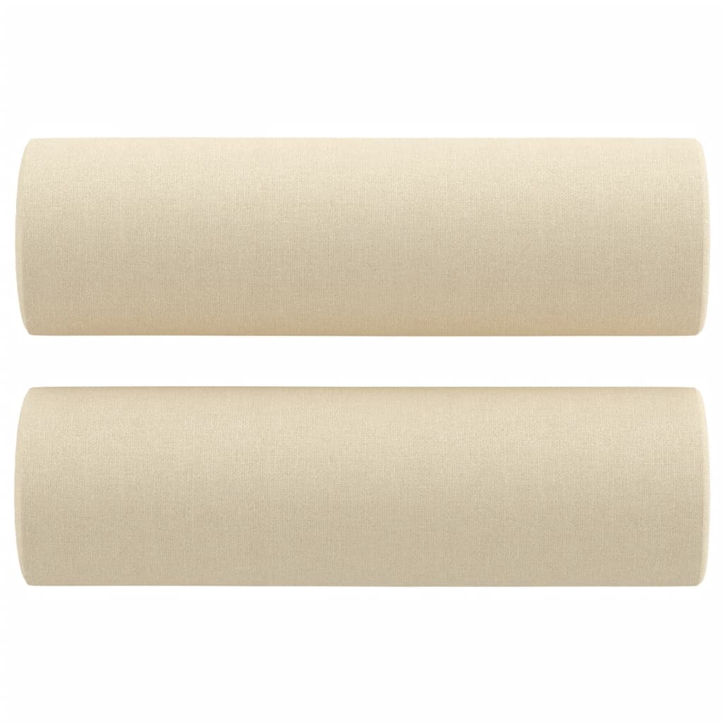 2 Seater Sofa with Decorative Cushions Cream 120 Cm Fabric