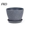 Drainage System Garden Pot Grey Flowerpot with Saucer, Modern Planter Lightweight Flower for Patio Holes, Plant Indoor Outdoor Use Weatherproof