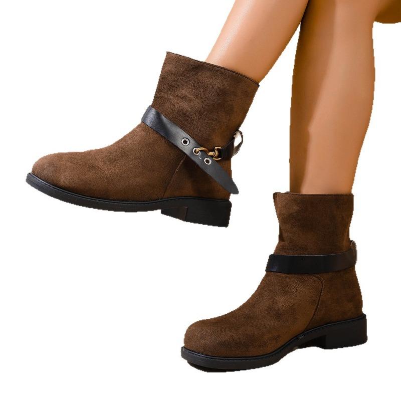 New Low-top Boots, Round-toed Casual Boots, Chunk-heeled Dr. Martens Boots, Women's Shoes