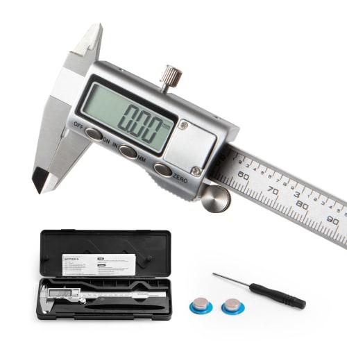 SCITOOLS 150mm Digital Caliper, Stainless Steel, Precision Caliper 0.01mm, Includes Storage Case, LCD Display with Large Characters, Zero Set Function