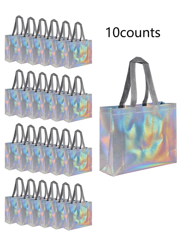 D2 10Pcs Silver Gold Reusable Gift Tote Grocery Shopping Bag Gift For Bridesmaids Birthday Party Wedding Bachelor Party Supplies