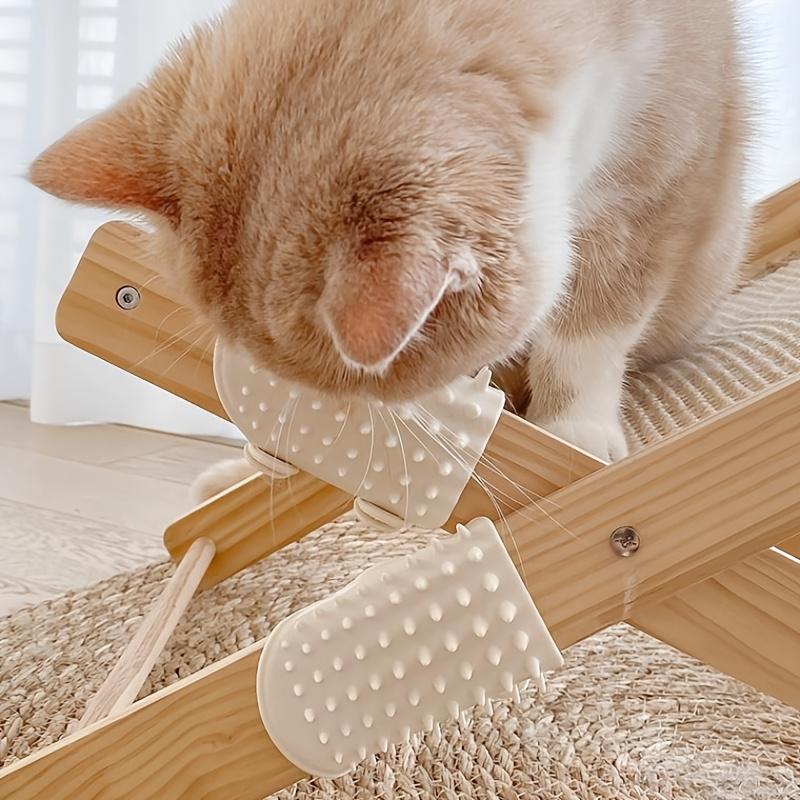 Silicone Cat Scratcher Brush with Adjustable Strap - Relax & Itch Relief, Non-Electric Pet Grooming Tool, Random Color, Desk Leg Strap