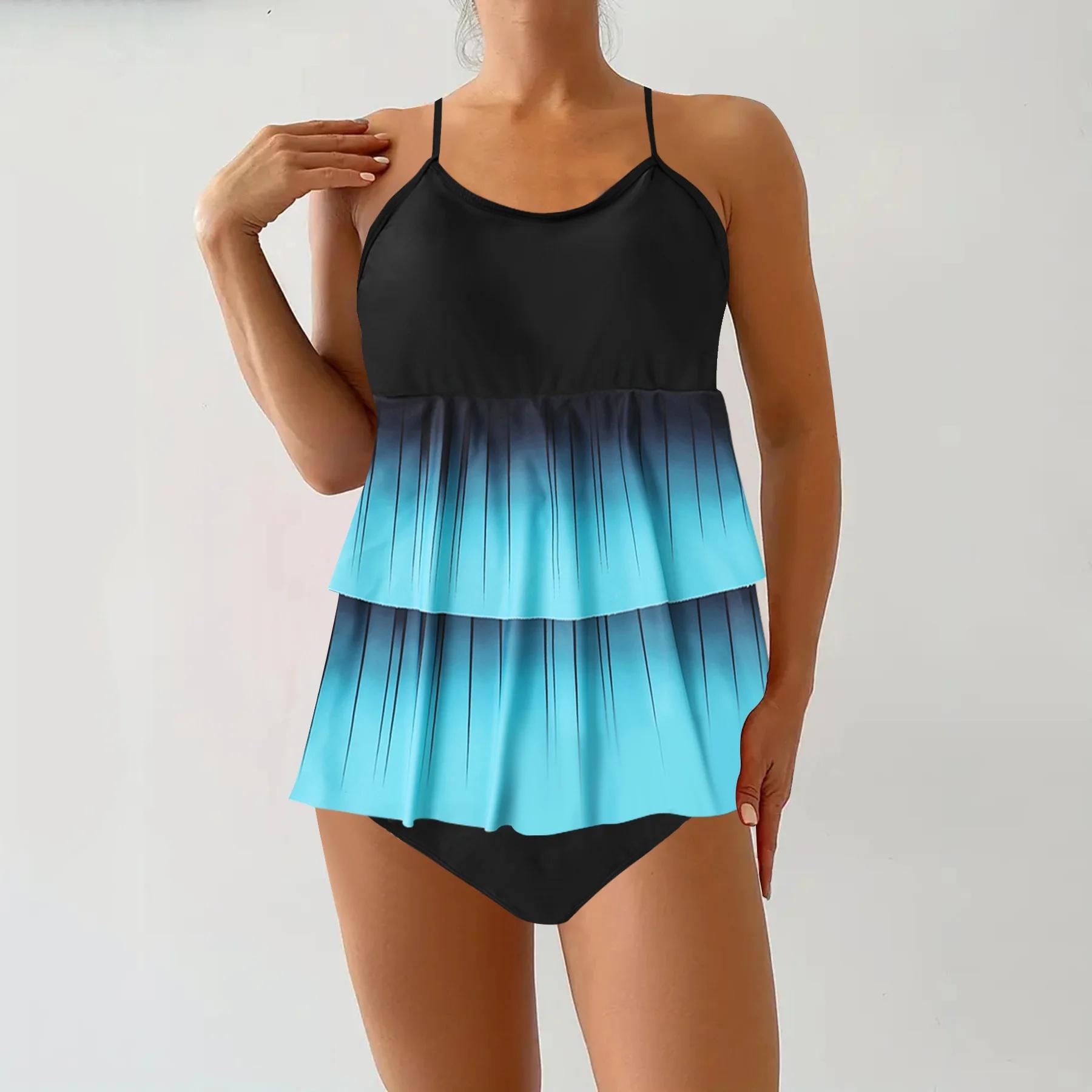 

Купальник из двух частей, купальники для женщин, пляжная одежда, купальный костюм, бикини, женский купальник, женские купальники 3XL синий