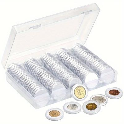 100pcs/Box 27mm Coin Capsules, Plastic Storage Organiser for Coin Collection Supplies, Round Plastic Capsules for 27mm Size Coin