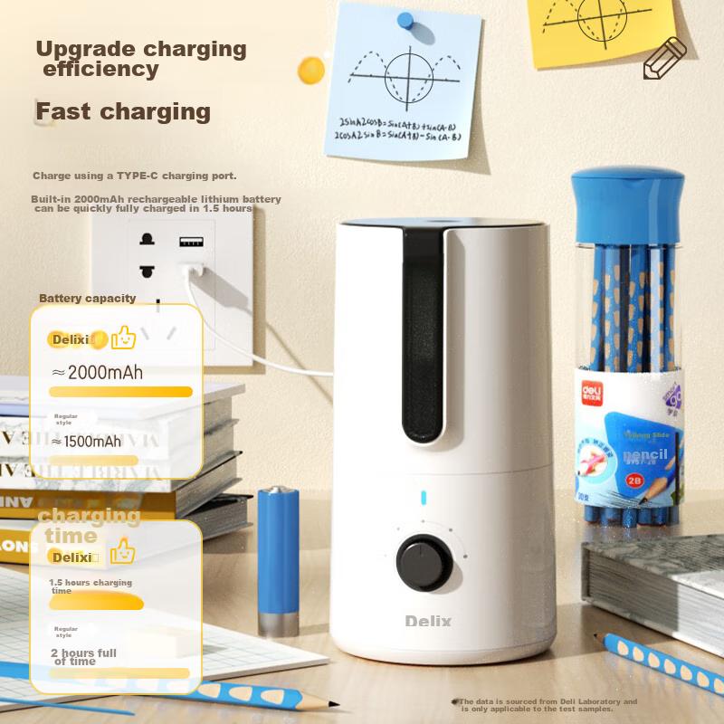 (Deli) Fully Automatic Electric Pencil Sharpener, Can Sharpen Triangular And Hexagonal Colored Pencils up to 8mm Diameter, Electric Present
