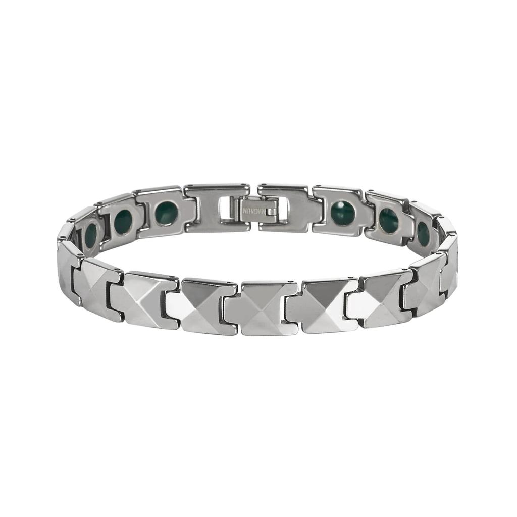 Ikuinen Anti-scratch Tungsten Carbide Bracelet Men Green Tourmaline Gold-color 20/21cm Jewelry Waterproof