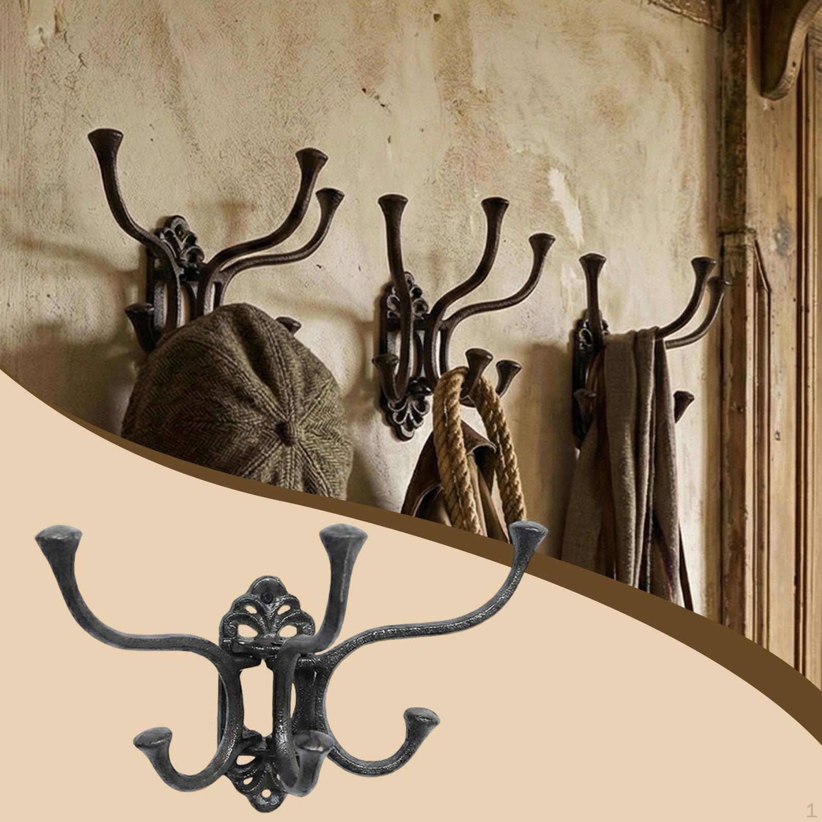 

Coat Hooks Vintage Design Wall Mounted Heavy Duty for Hanging Hat Jacket Bag Creative Storage