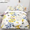 Bee Duvet Cover Set Queen Microfiber Floral Bedding Set for Teens Girl Spring Fresh and Natural Theme 2/3 Pieces Comforter Cover