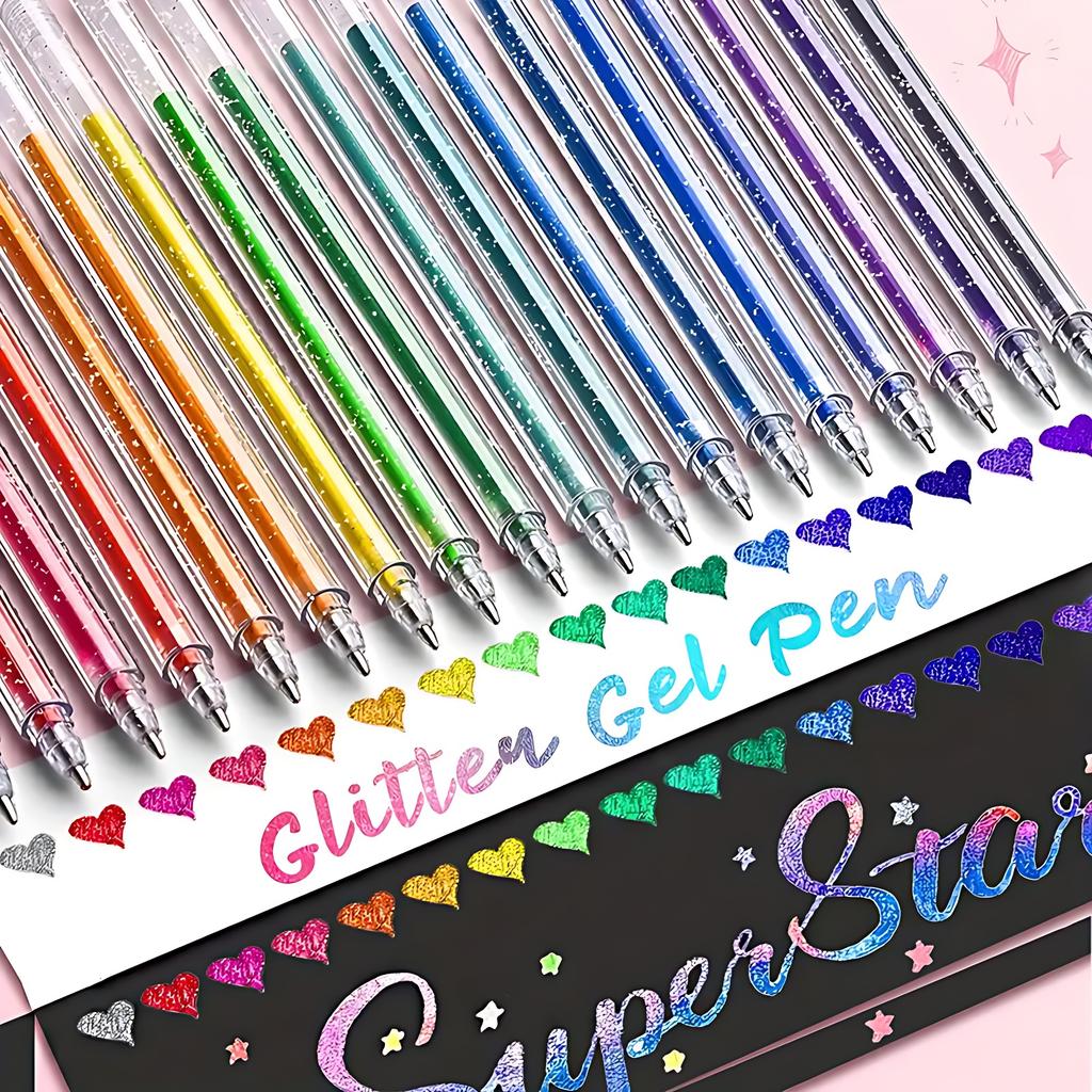 Metallic Glitter Gel Pens with Fine Tips for Drawing and Doodling