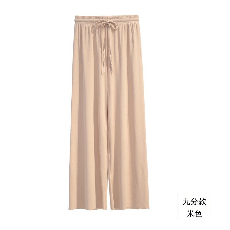 

GMXIA Ice Silk Широкие брюки Женские летние брюки с высокой талией и завышенной талией Прямые брюки Тонкие повседневные брюки для женщин M бежевый