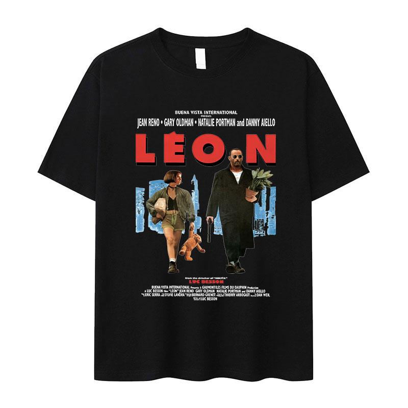 90er Leon Der Profi Grafik T-Shirts Unisex Cosplay Mode Trend Kurzarm T-Shirt Oberteil Vintage Oversized Baumwoll T-Shirt