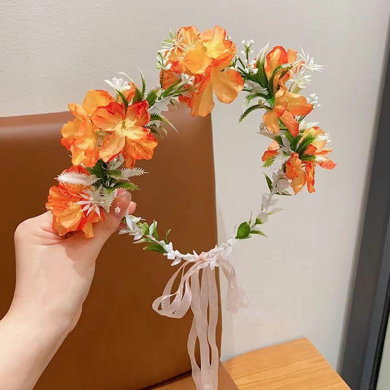 Children'S Headband Princess Super Fairy Wreath Headdress Girl Forest Series Simulation Flower Ribbon Headband Girl Head