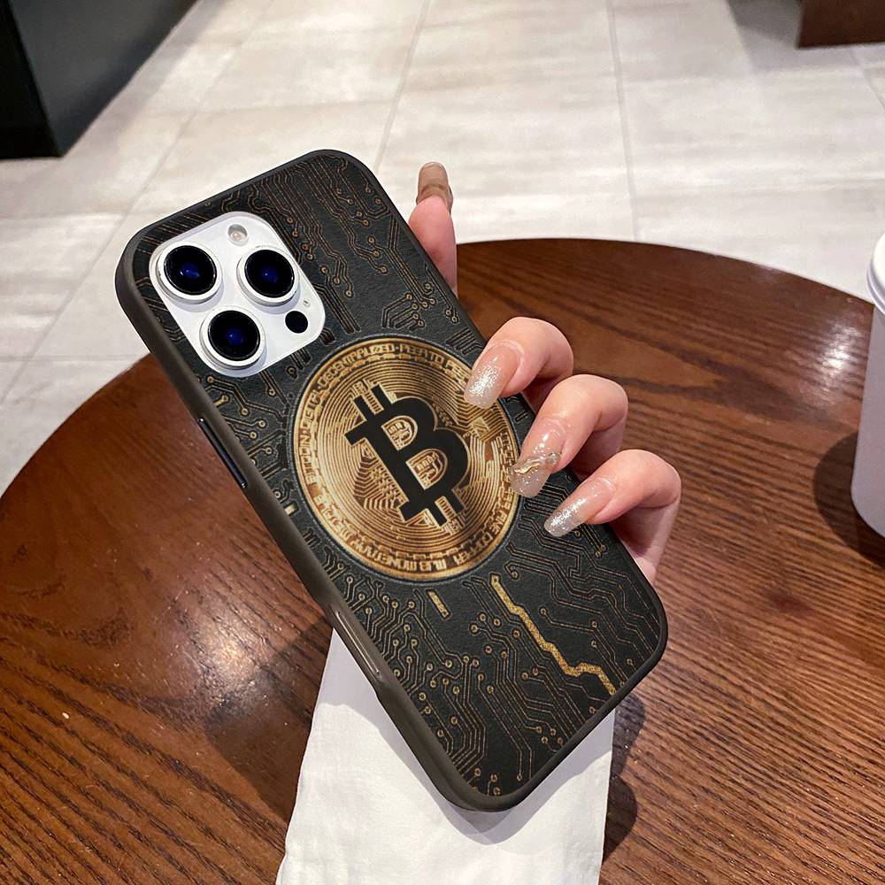 Bitcoin Retro Logo For IPhone 15 16 17 14 13 12 11 Pro Max 16E 16 Plus 17 Air Corrugated Shockproof Phone Cover