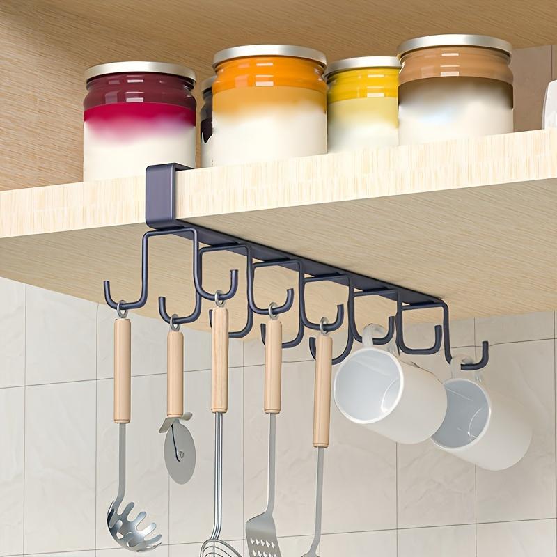 1pc Home Simple Kitchen Double Row Hook, Hanging Traceless Iron Cup Hook, Hanging Rack for Kitchen Bathroom Bedroom