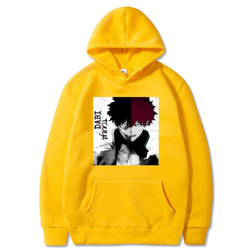 

Япония Аниме Моя геройская академия Shoto Torodoki и Dabi Печатный капюшон для мужчин и женщин Манга толстовки Harajuku Толстовка Мужская уличная одежда 4XL жёлтый
