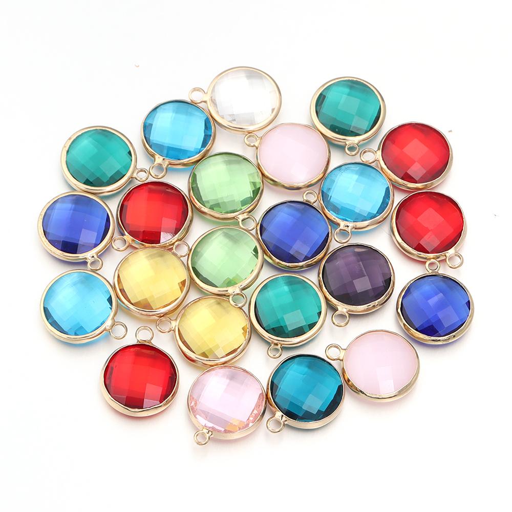 

10Pcs Glass Small Pendant Copper Edging Colorful Round Pendant For DIY Fashion Necklace Bracelet Party Jewelry Gift Supplies 6mm