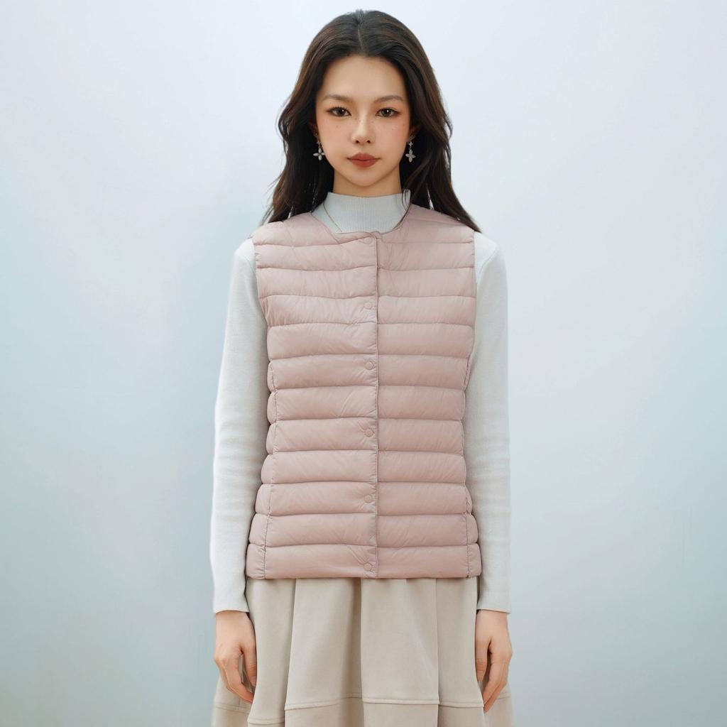 Autumn and Winter Women's Waistcoat Round Neck V-neck Lightweight Down Jacket Vest Duck Down Waistcoat
