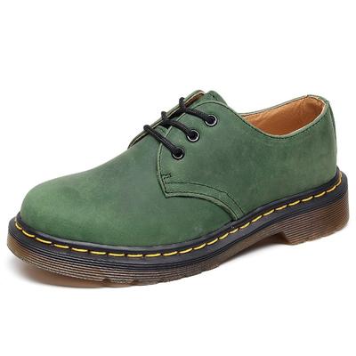 Scarpe Martin a stivaletto basso primo strato uomo pelle Crazy Horse verde taglia grande stivaletti corti punta tonda scarpe casual da lavoro uomo e donna
