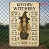 Vintage Easter Witch Metal Plaque 8x12, Rustic Kitchen Witchery Sign, Herbalism Symbols, 2D Flat Wall Decor