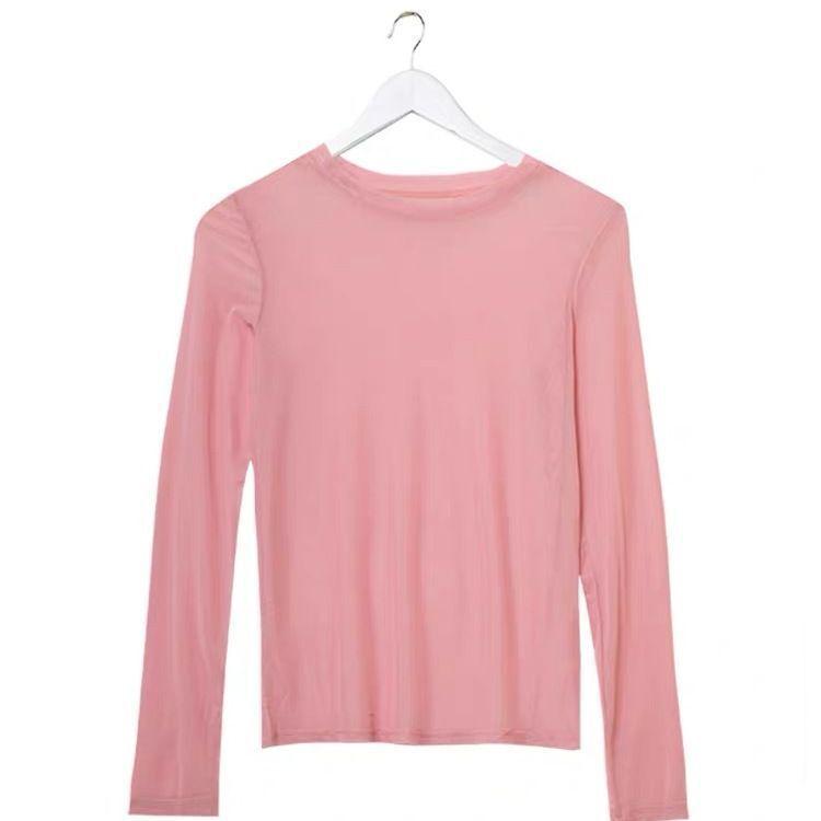 Hyuna Style Women's Mesh Long Sleeve Sun Protection Shirt, 2023 Summer Ice Silk Base Layer T-Shirt
