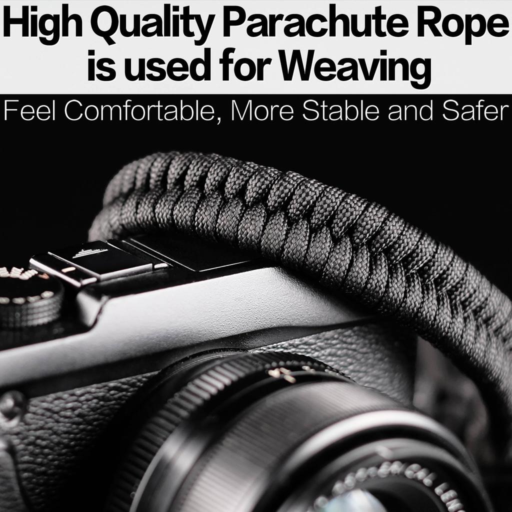 Camera Wrist Strap Paracord Camera Hand Strap Wrist Lanyard for DSLR or Mirrorless Medium [Qiang Ni] - High-End Cameras, Black,