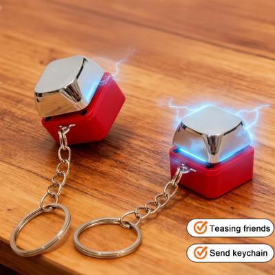 Shock Keychain Push To Shock Harmless Electric Shock Button Prank Toy Portable Funny Gag Gift for Friends And Family Prankster Joke Toy